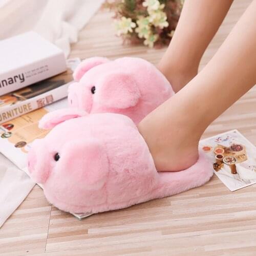 Women Lovely Flip Flop Cute Pig Girls hape Home Floor Soft Stripe Slippers Female Shoes Winter Spring Warm Shoes chaussure femme
