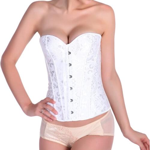 Womens Corset Overbust No-trim Jacquard Corset Sexy Corset for Bridal Slimming Underwear XS-XXL
