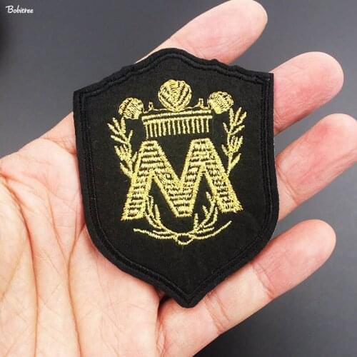 Golden Black Pop Patches Iron on Embroidered Badge Apparel Stickers Clothing Decorative Appliques DIY Sewing Supplies