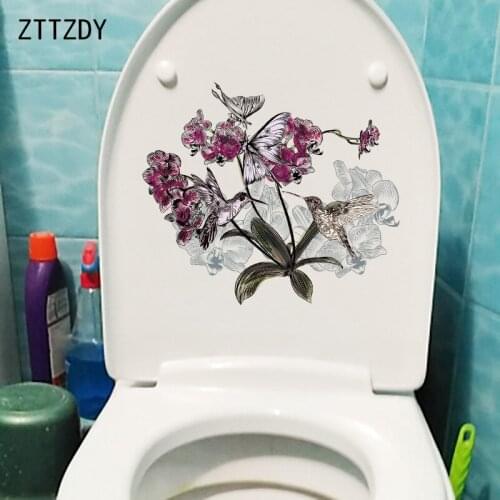 ZTTZDY 23.9×20.5CM Hand Painted Flowers And Birds Pattern Home Room Decoration Classical Wall Toilet Sticker T2-1238