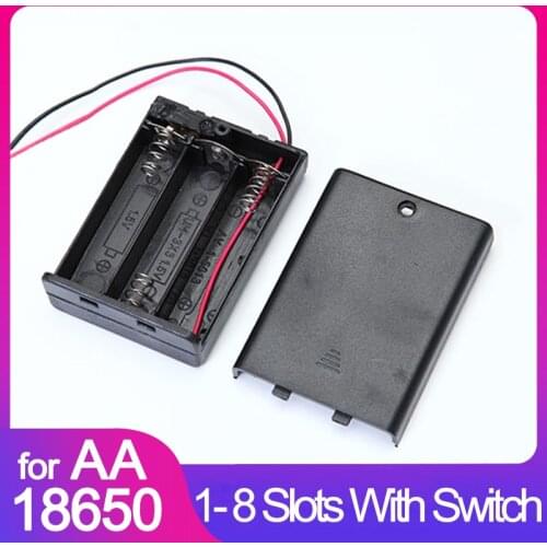 1 2 3 4 6 8 x AA High quality DIY Battery Holder Storage Case Box With Switch&Cover for 18650 AA Batteries Standard Container