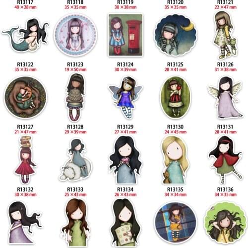 10pcs Cute Cartoon England Girl Planar Resins for Bow Keychain DIY Craft Supplies