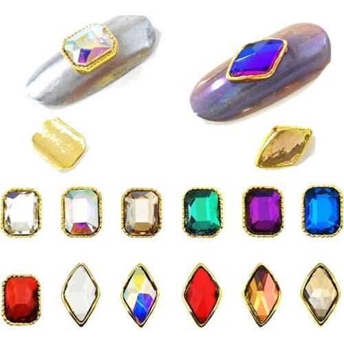 10/Pack Alloy Frame Nail Art Decoration 3D Mixed Shape Colorful Rhinestones Designs Crystal Manicure Gems Accessories YSC-343D