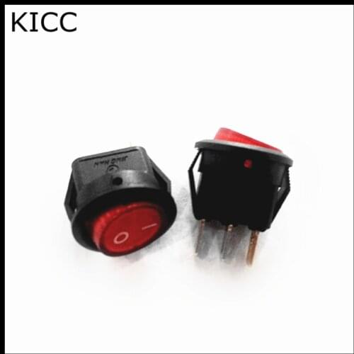 15MM Rocker Switch Round Red With lamp 3Pin 2File Seesaw switch 3A250V 6A125V Power switch 5Pcs