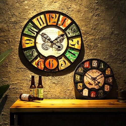 16inch 39cm American retro nostalgic wall clock living room dining room wall small pendants creative pastoral country clock
