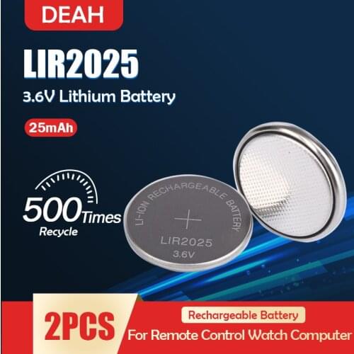 2PCS LIR2025 LIR 2025 3.6V Rechargeable Lithium battery For BMW Remote Key Watch Weight Scale Calculator Button Coin Cell CR2025