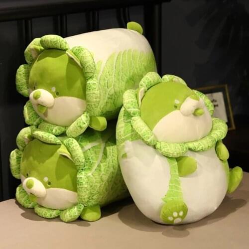 40/55cm Creative Funny Chinese Cabbage Dog Plush Toys Stuffed Cute Vegetable Dog Pillow Kawaii Shiba Inu Dolls for Baby Present
