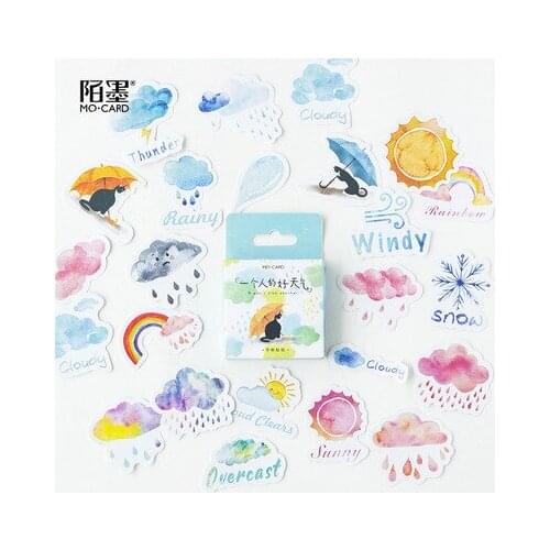 46PCS/box Weather Journal Scrapbook Gift Packing Decoration Lable Sealing Paper Stickers DIY Crafts