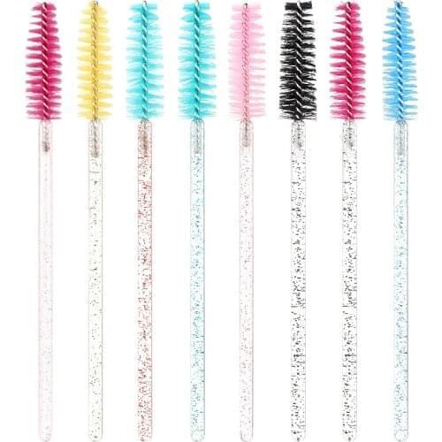 50 /100 Pcs Disposable Crystal Eyelash Brush Comb Eye Lashes Extension Mascara Wands Makeup Brushes Professional Beauty Tools