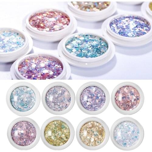 8 pots 8 Color Mix UV Epoxy Resin Glitter Powder Sequins DIY Supplies For Jewelry Making Nail Art Sequins Jewelry Components