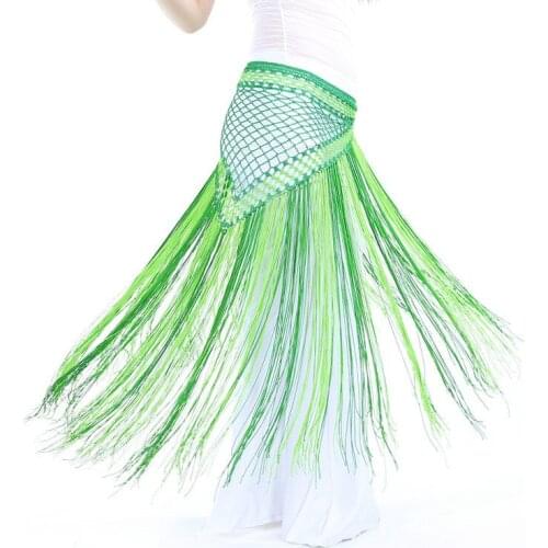 Argentinean Style Belly Dance Practice Clothes Accessories Long Tassel Triangle Belt Hand Crochet Belly Dance Hip Scarf