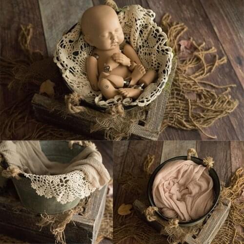 Newborn Photography Props Baby Retro Pattern Iron Bucket Photo Props Baby Studio Accessori for Boy And Girl Cretive props