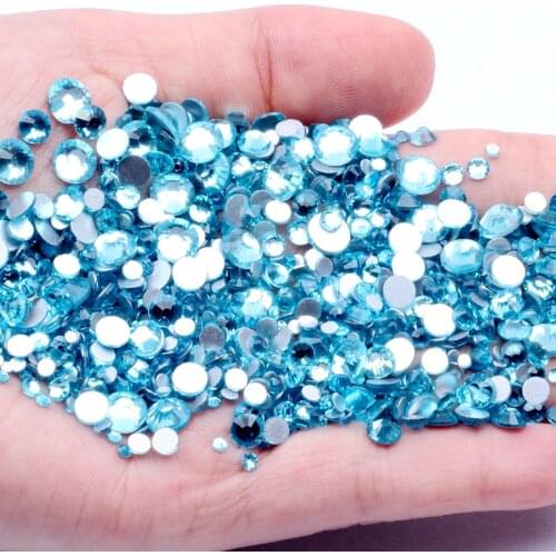 Aquamarine SS3-SS34 Non Hotfix Glue On Strass Rhinestones Round Silver Flatback Glass Diamonds Applique For Fabric Garment DIY