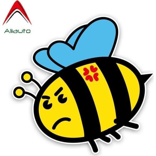 Aliauto Funny Car Sticker An Nngry Bee Interesting Decal Accessories PVC for Volkswagen Polo Ford BMW Audi Toyota,16cm*16cm