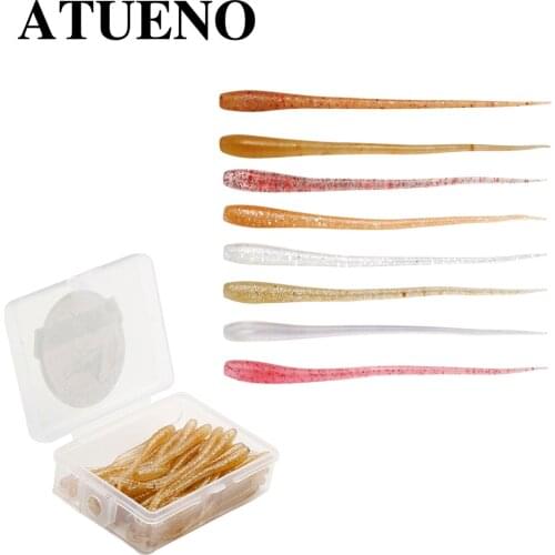 BOTE 50pcs Soft Bait Fishing Lure 65mm 0.34g Wobbler Worm Isca Artificial Bait Swimbait Trout Lure Bass Fishing