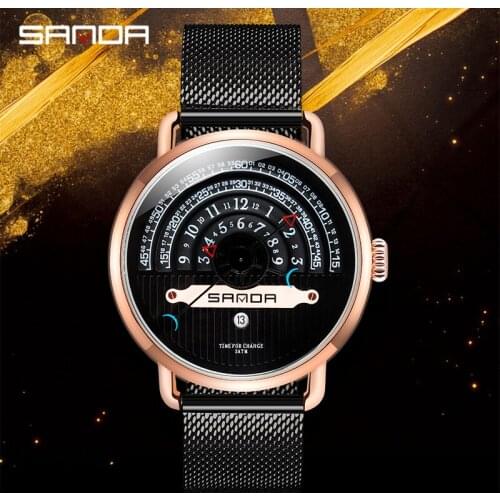 Sanda brand new watch male mesh belt youth trend big turntable student male quartz watch orologio uomo reloj hombre часы reloj