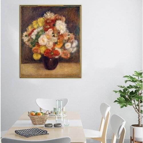 Citon Pierre Auguste Renoir《Bouquet of Chrysanthemums》Canvas Art Oil Painting Poster Picture Wall Decor Home Interior Decoration