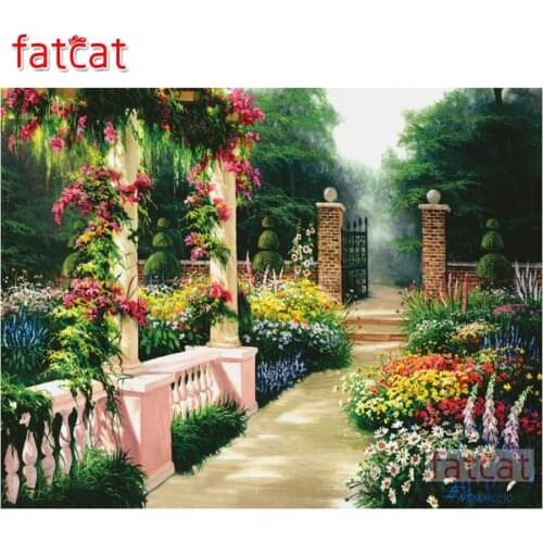 FATCAT 5D DIY Diamond Painting Garden view Full Square Round Drill natural scenery Mosaic Diamond Embroidery Sale Decor AE2016
