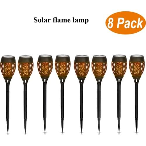 1-8 pcs Solar Lawn Dancing flame Torch Lights solar powered lamp flicker ground moutned camp lantern outdoor street Flame bulb
