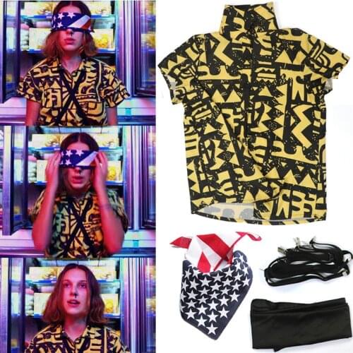 Stranger Things 4 Eleven Shirt EL Top Cosplay Costume T-shirt Summer Seaside shirts Super Girls Tee