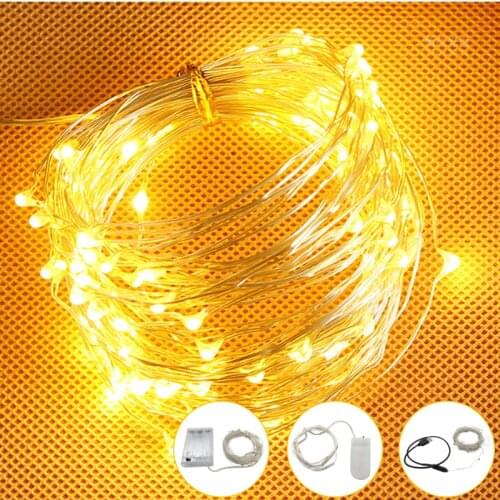 LED String light Silver Wire Fairy warm white Garland Home Christmas Wedding Party Decoration Powered by Battery batter USB 10m
