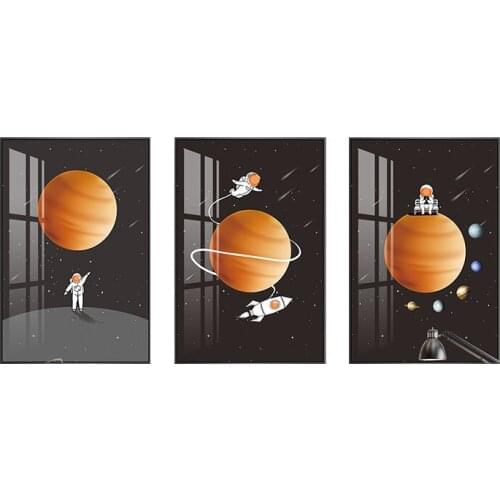 Hot Science Lovers Bedroom Decoration Painting Childrens Day Gift Room Bedside Painting Creative Astronaut Moon Free Punching