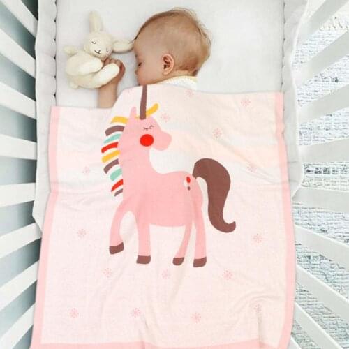 INS Nordic Baby Knitted Hug Blanket Cute Unicorn Blanket Air Conditioning Quilt Childrens Knitted Stroller Cover Crib Bed Sheet