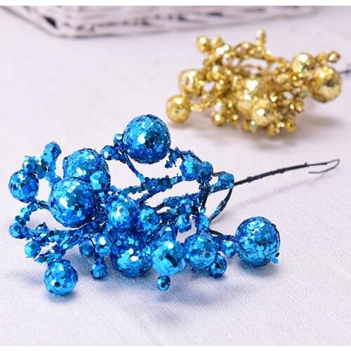 Artificial Cuttings Flower PVC Xmas Glitter Christmas Trees Hanging Party 27CM Foam Gold Powder Adornment Decorations Garlands