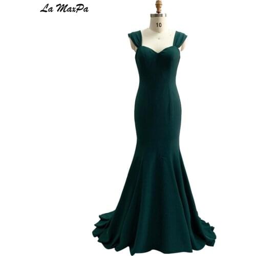 Cap Sleeves Emerald Green Crepe Mermaid Bridesmaid Dress CMT101