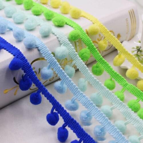 Pompom Ribbon clothes Trim Lace for DIY Handmade Sewing material on dolls or dress width in 1.2cm 1 yard/piece JA61