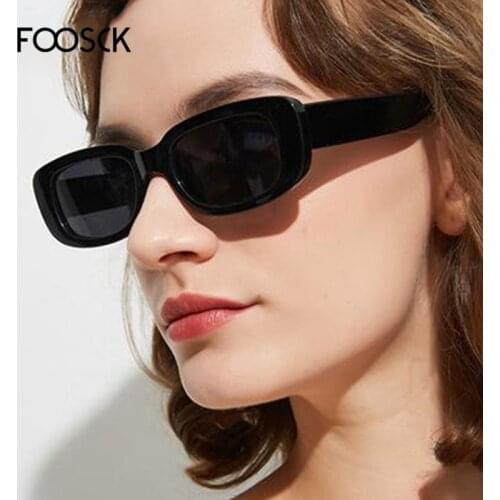 FOOSCK Small Rectangle Sunglasses Women Vintage Brand Designer Square Sun Glasses Shades Female Lunette De Soleil Femme UV400
