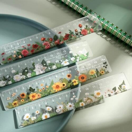 15 Cm Daisy Multifunction DIY Drawing Tools Flower Rulers Double-duty School Office Supplies Cute Stationary Rose Ruler