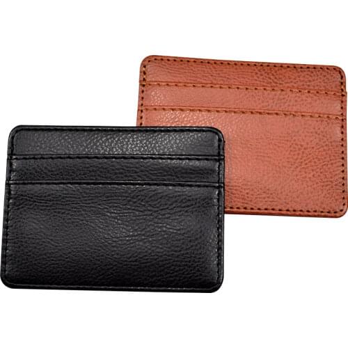 Fashion Thin Leather Card Cover Bank Business Credit Card Holder Id Card Holder Wallet Case for Men Women