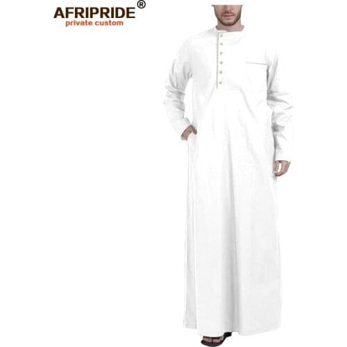 Muslim Clothing for Men Jubba Thobe with Long Sleeves and Round Neck Plus Size Islamic Clothing Muslim Dress AFRIPRIDE A2014001