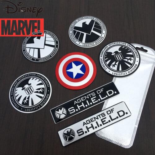 Disney Marvel Cartoon Sticker S.H.I.E.L.D. Captain America Metal Sticker Car Decoration Sticker Scratch Cover Sticker