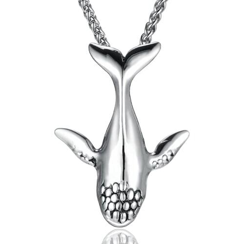 Stainless Steel Vintage Blue Whale Pendant Necklace Animal Deep Sea Fish Necklaces Jewelry Gift For Him with Chain