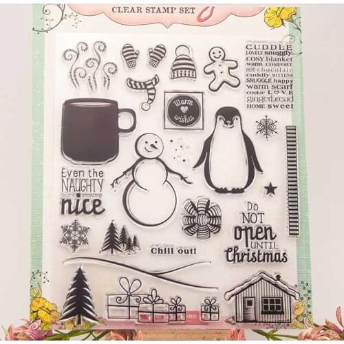 2018 New Christmas Clear Stamps Santa Claus Snowman Penguin New Clear Stamps for Scrapbooking Card Decor Craft Stamp
