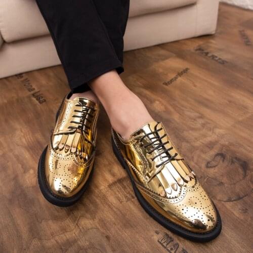 Spring and autumn new luxury patent leather shoes fashion design leather shoes business banquet office mens shoes large size 48