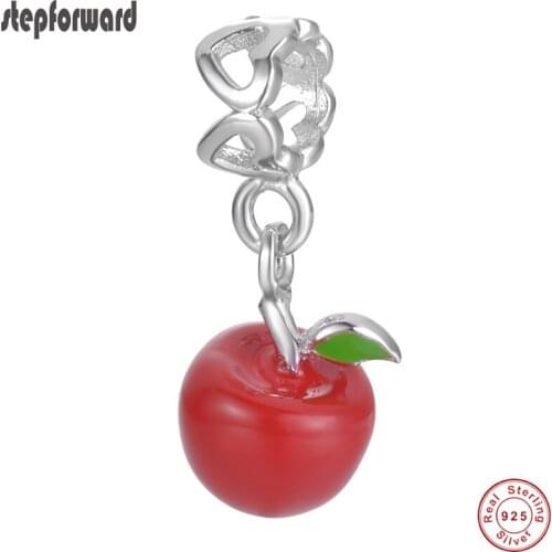 Top Quality Red Little Cherry Design Fashion 925 Sterling Silver Cherry Hanging Charm Making Jewelry Fit Charms Bracelet Bangle