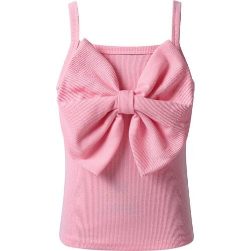 Oyolan Kids Girls Camisole Fashion Spaghetti Shoulder Straps Oversized Bowknot Tank Top Vest for Summer Casual Party Beachwear