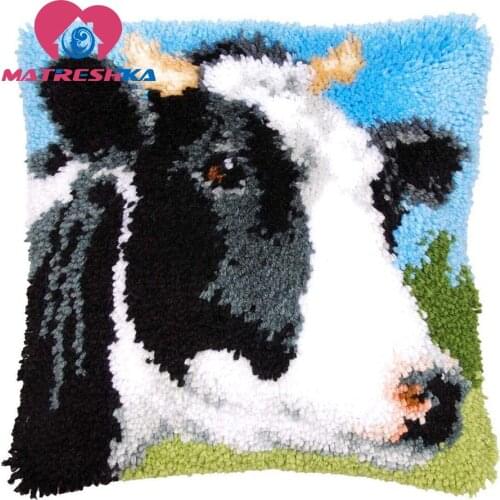 Embroidery pillow cow carpet embroidery sale sets latch hook rug kits cross stitch pillow Foamiran for crafts do it yourself