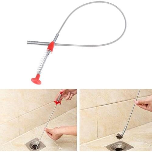 PP wire brush Hand Kitchen Sink Cleaning Hook Sewer Dredging Device Spring Pipe Hair Dredging Tool Metal wire brush