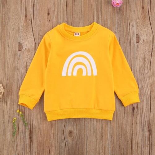 Toddler Baby Boys Girls Casual Sweatshirts Long Sleeve Crew Neck Rainbow Printed Pullover Tops Autumn Spring Clothes