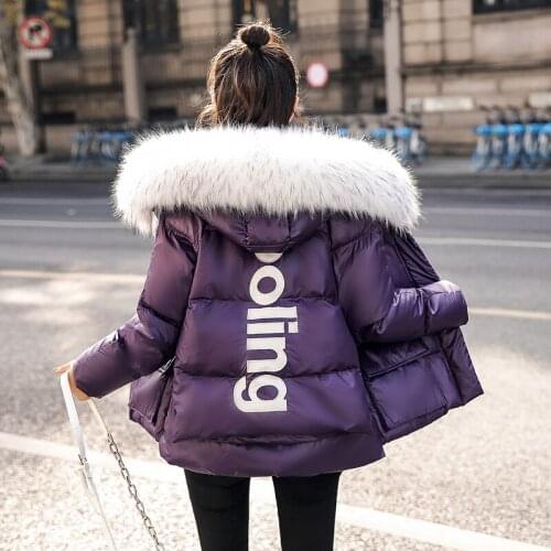 New winter jacket women Down Jacket Rabbit Fur Collar Parka Slim Purple Classy Short Jacket Warm Coat puffer jacket Bubble Coat