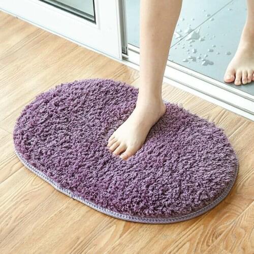 Fluffy Carpet Thicken Anti-slip Water Absorption Wear-resisting Bathroom Toilet Door Ground Mat Rectangle Oval Solid Rugs