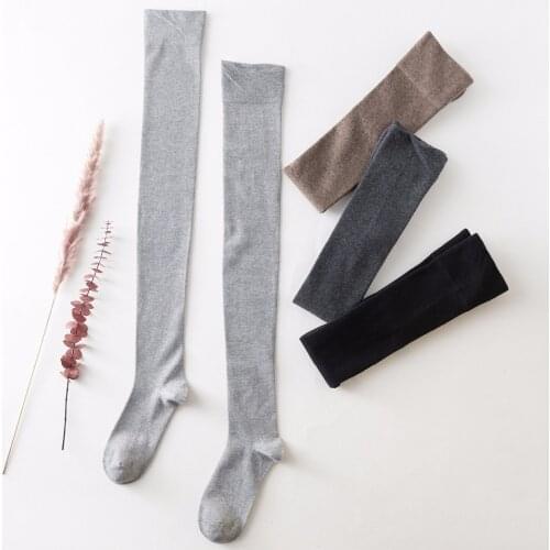 Slim Over The Knee Stockings Winter Long Stockings Cotton Knitted Long leg warmer Knee Socks Women Thigh High Stockings 55cm