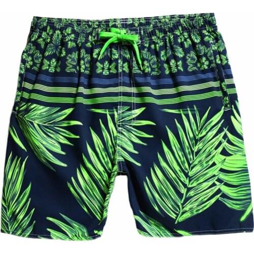 2018 Brand Casual Beach Shorts Men Exercise Elastic Waist Quick Dry Leaf Print Knee Length Bermudas Masculina Plus Size 5XL