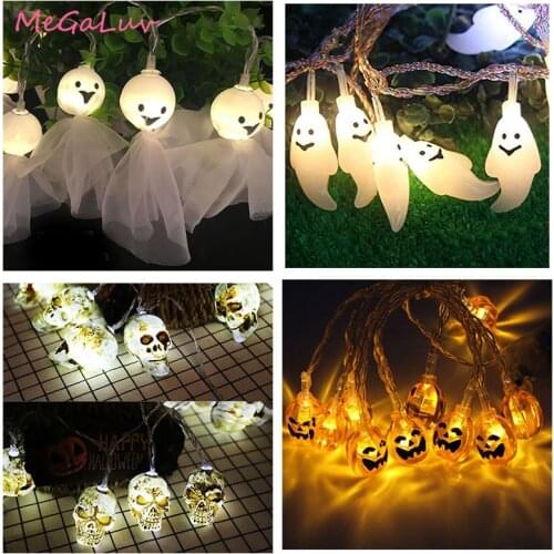 String led Halloween LED String Light Pumpkin Ghost Skull Spider String Lights Outdoor Indoor Home Decor Party Supply Warm White