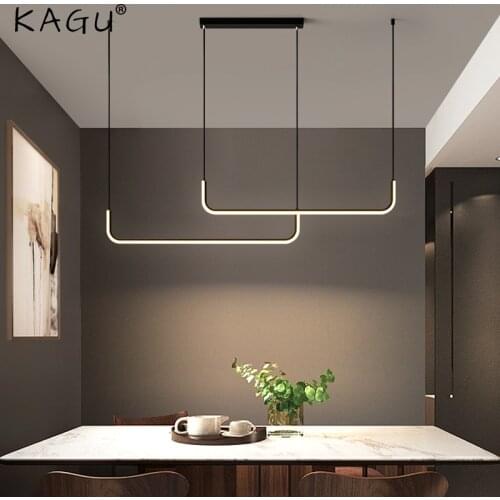 LED Pendant Lamp For Kitchen Office Lustre Modern Minimalist Black Chandelier Lighting Dining Room Table Home Decor Luminaire