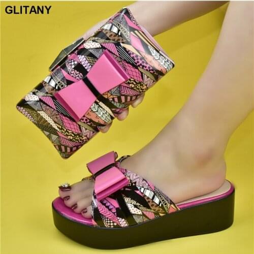 New Wedding Shoes for Women Bride Women Italian Shoes with Matching Bags Mixed Colors Womens Platform Heels Nigerian Party Pumps